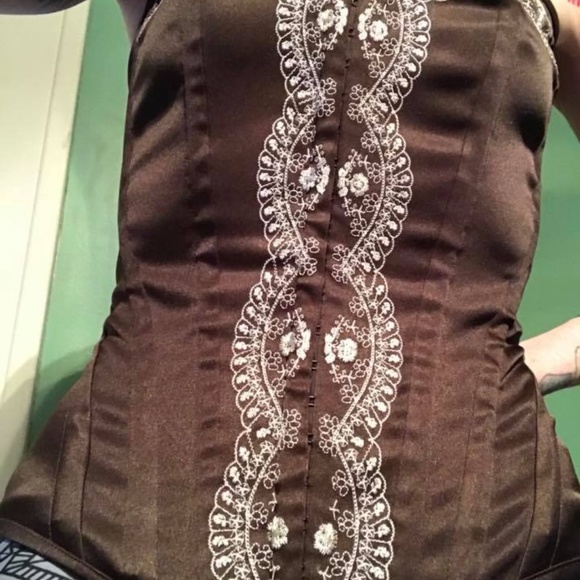 Womens Gothic brown corset, sz M - Picture 5 of 6